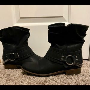 Black Ankle Booties with Chain